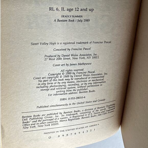 Sweet Valley High Super Thriller First Edition First Print Book Deadly Summer - Picture 5 of 7